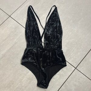 Hot as Hell Velvet Black Bodysuit